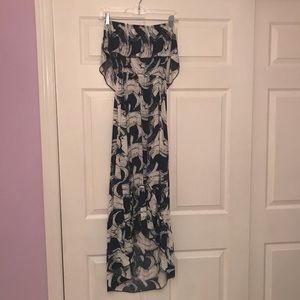 blue and white maxi dress